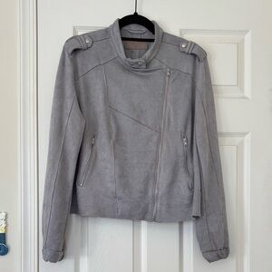 Blank NYC Faux Suede Moto Motorcycle Jacket with an Asymmetrical Zipper